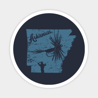 Arkansas Distressed Fly Fishing State Map Magnet